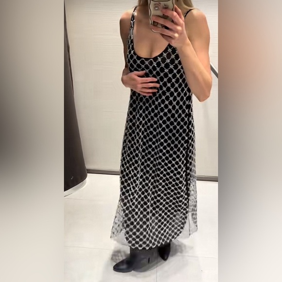 NWT Zara Chic Beaded Jewel Midi Dress - Picture 15 of 17